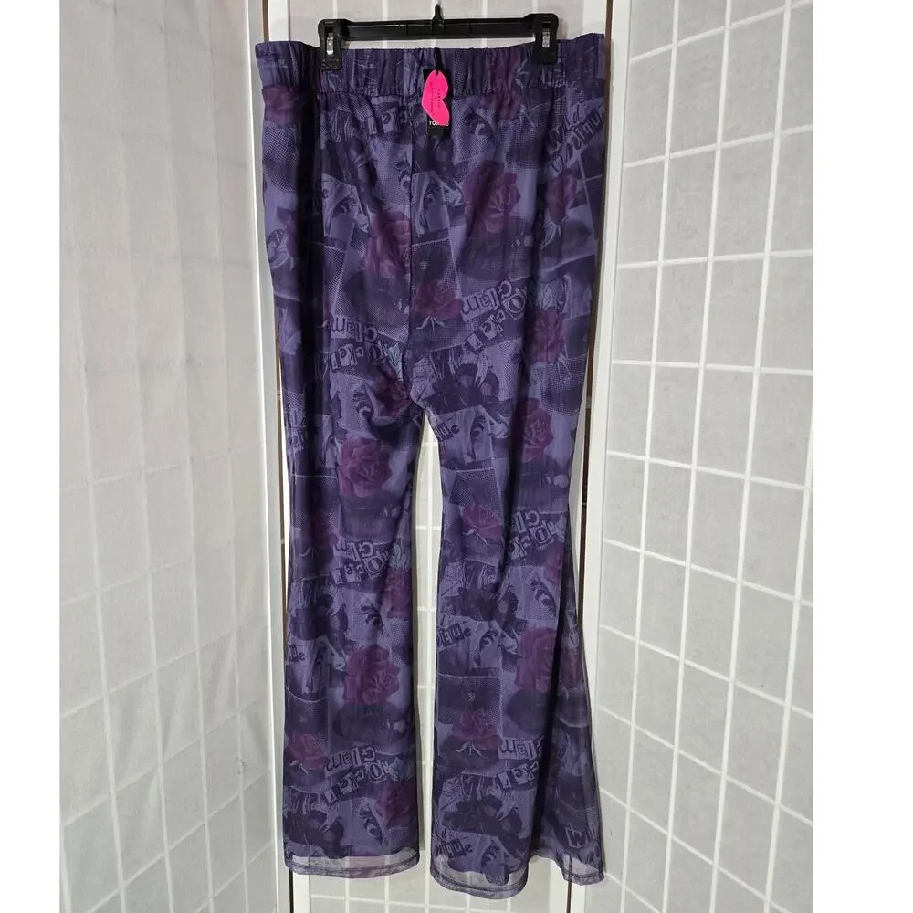 NWT Torrid Betsey Johnson Mesh Flare Pull-On Pants Purple Plus Size: 2X (18/20) - Picture 3 of 4